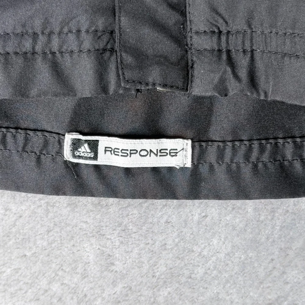 Adidas Response Windbreaker Jacket Mens Large Black Climaproof 3-Stripe Full Zip